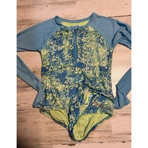 Under Armour Shadow Cheetah Paddleboard Swimsuit Girl 10 Blue Long Sleeve